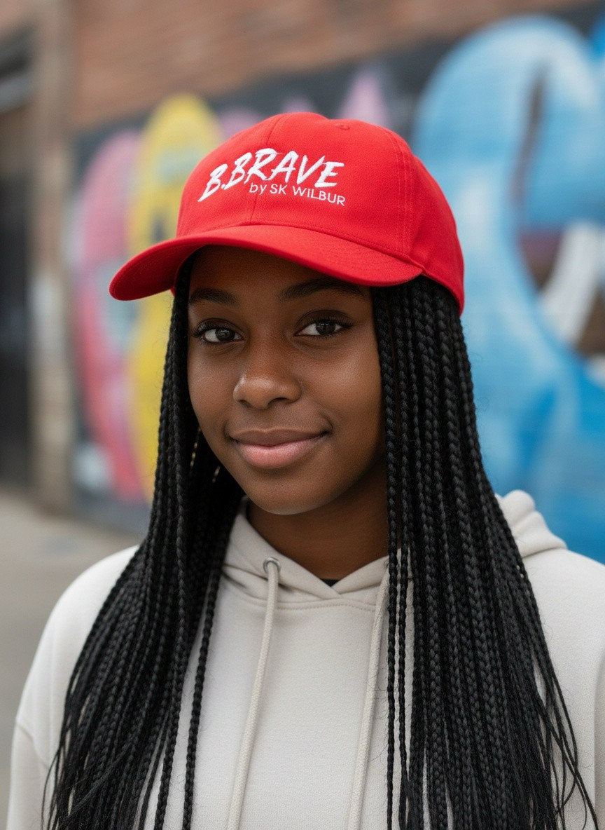 Adjustable Baseball Cap – Multicolored, Black, & Red | One Size Fits All | Cotton Polyester Blend | All-Season Streetwear Hat for Men & Women | B.Brave by SK WiLBUR