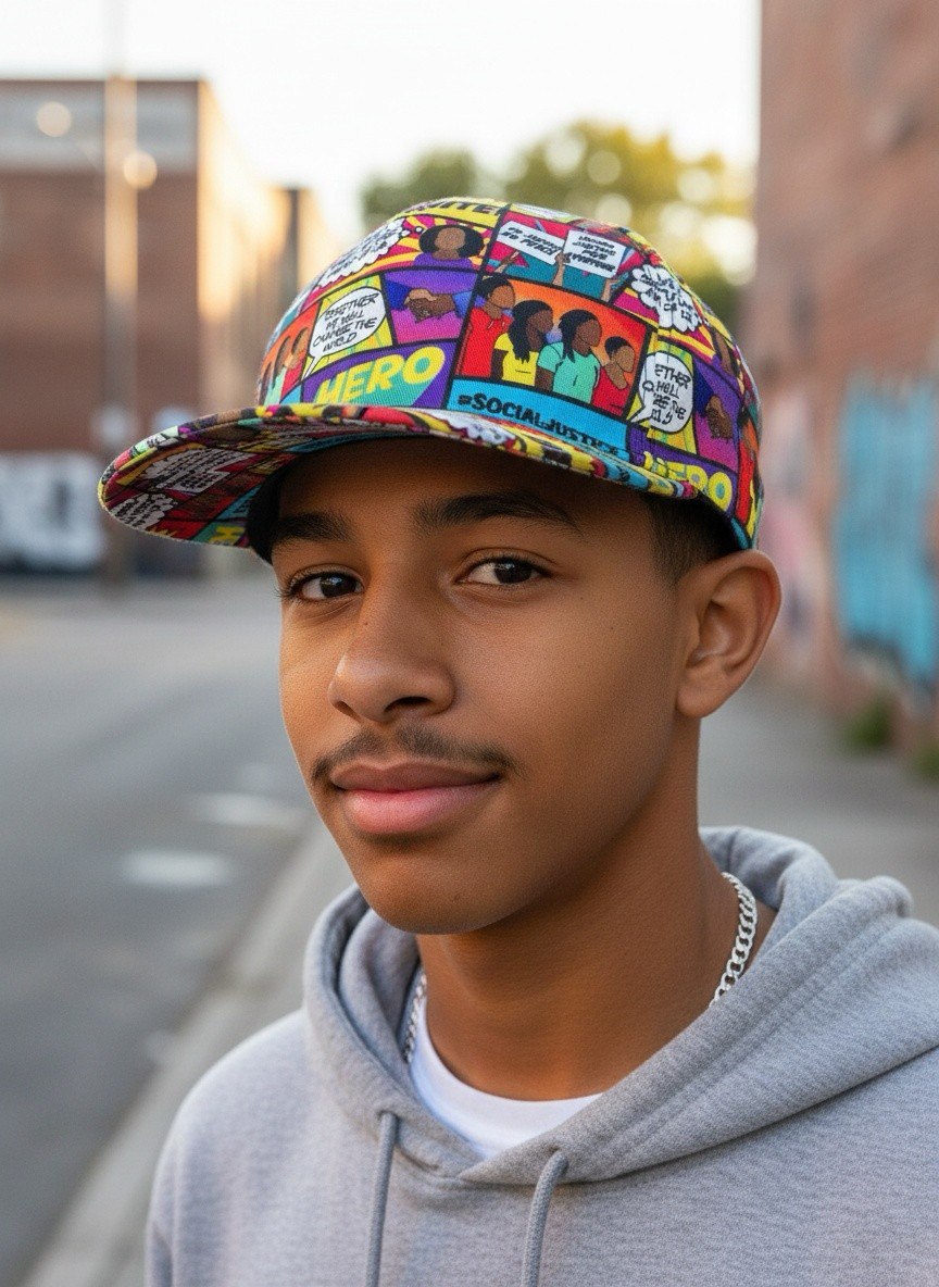 Adjustable Baseball Cap – Multicolored, Black, & Red | One Size Fits All | Cotton Polyester Blend | All-Season Streetwear Hat for Men & Women | B.Brave by SK WiLBUR