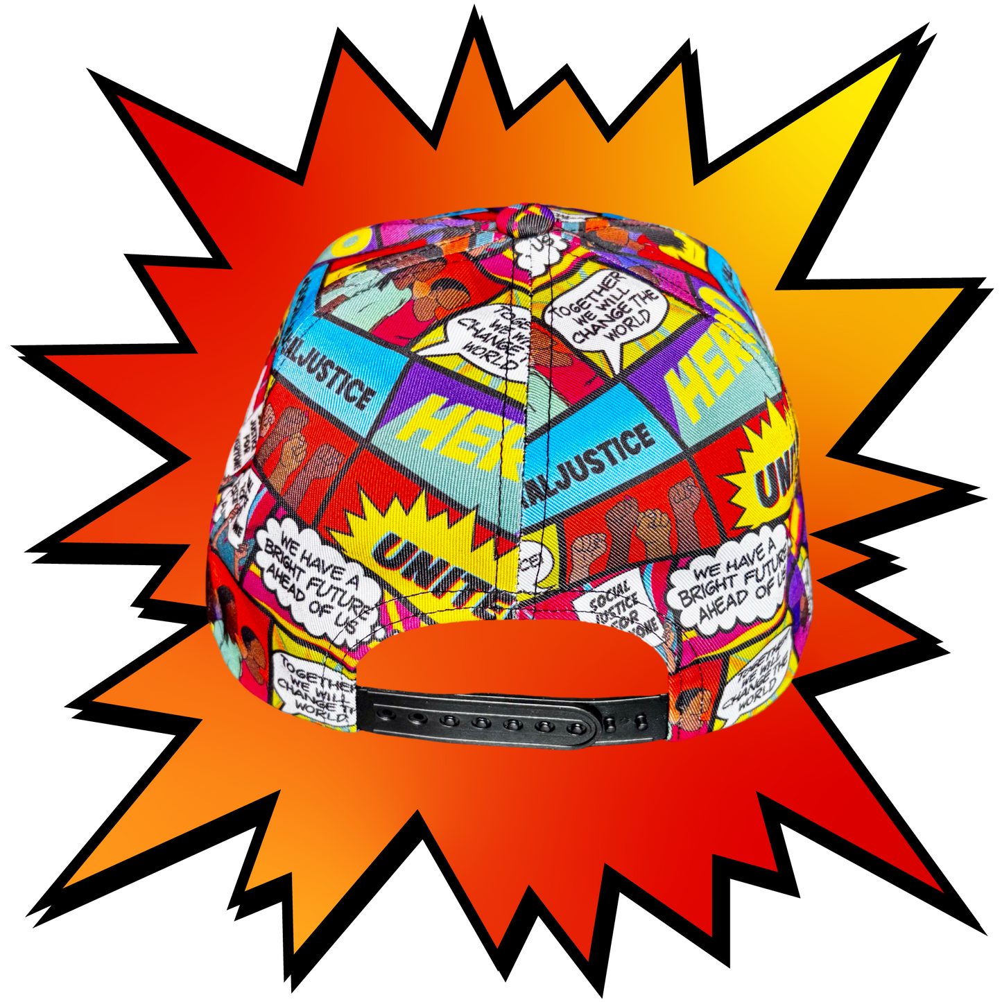 Adjustable Baseball Cap – Multicolored, Black, & Red | One Size Fits All | Cotton Polyester Blend | All-Season Streetwear Hat for Men & Women | B.Brave by SK WiLBUR