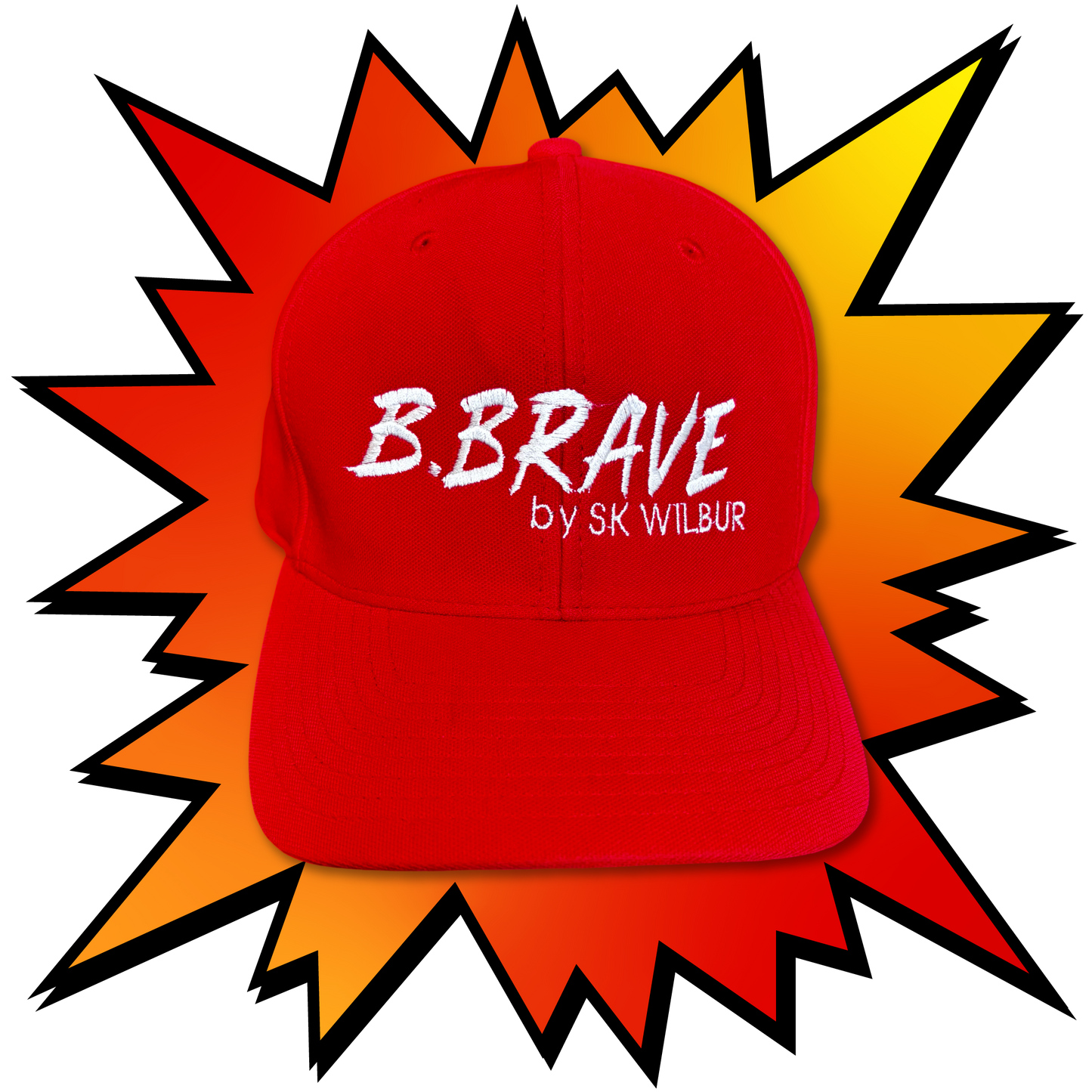 Adjustable Baseball Cap – Multicolored, Black, & Red | One Size Fits All | Cotton Polyester Blend | All-Season Streetwear Hat for Men & Women | B.Brave by SK WiLBUR
